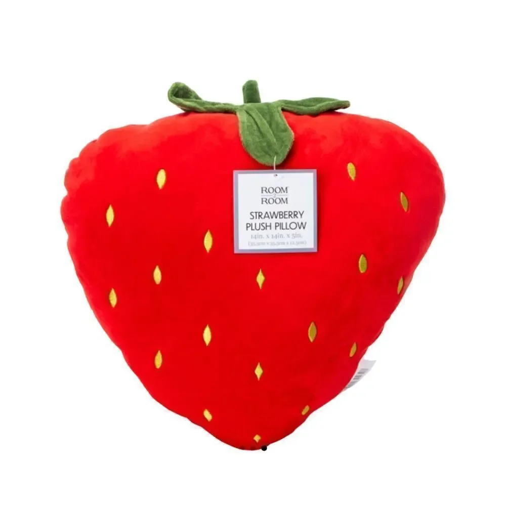 New! Strawberry Plush Pillow 14in x 14in so on Trend for Summer!